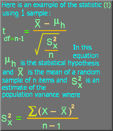 Example of the statistic (t)